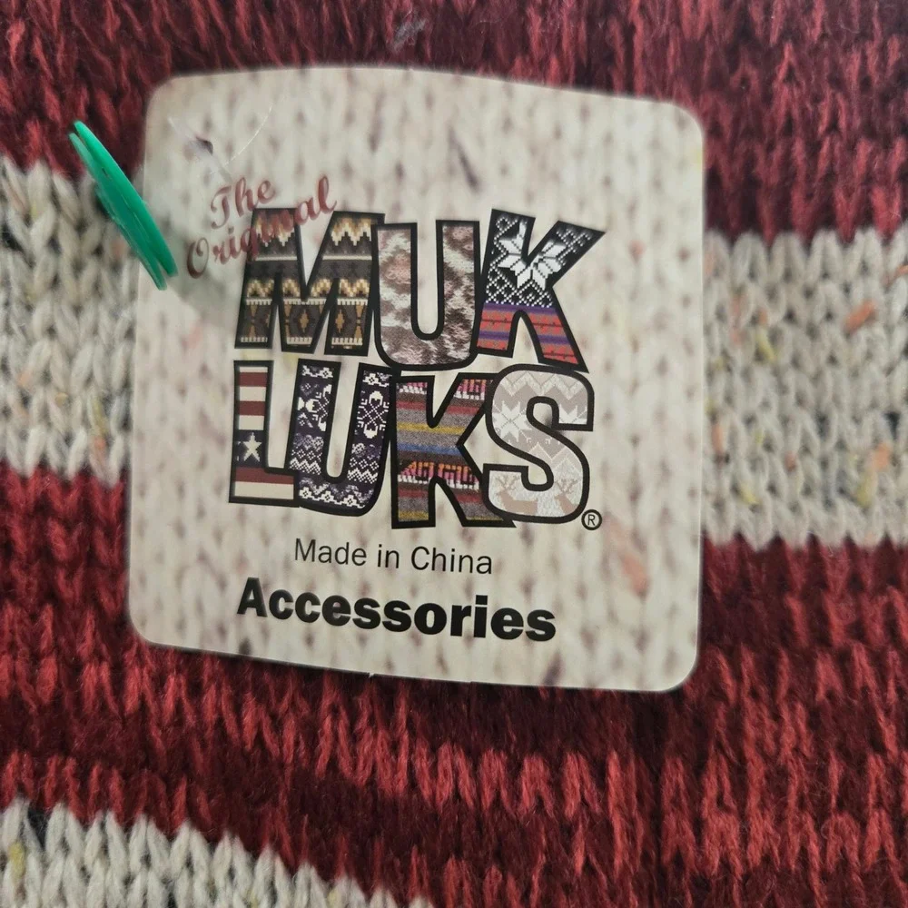 Muk Luks American Flag Infinity Scarf Patriotic Stars Stripes Knit Dark Red - Picture 3 of 8